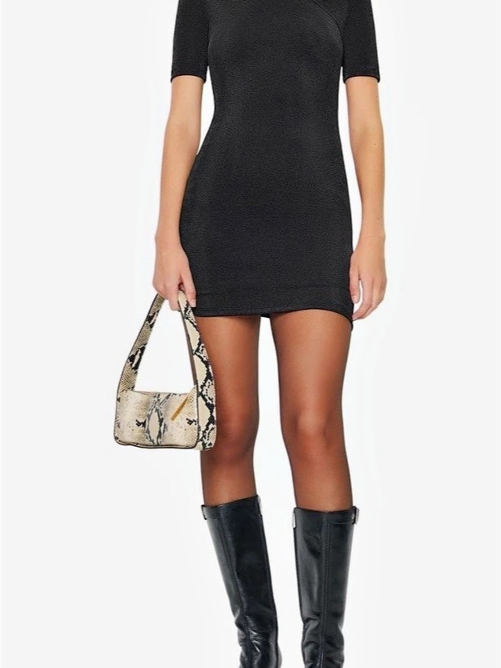 Reformation Madeline Knit Dress Women's Black Mini Dress